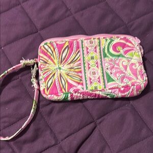 Vera Bradley Pink and Green Wristlet
